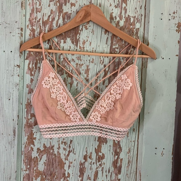 Intimately Free People size L embroidered lace bralette Preloved - Picture 1 of 5